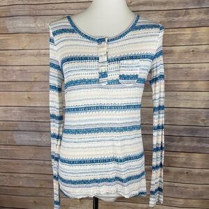 Nollie NWT Small Ribbed Henley Striped Long Sleeve